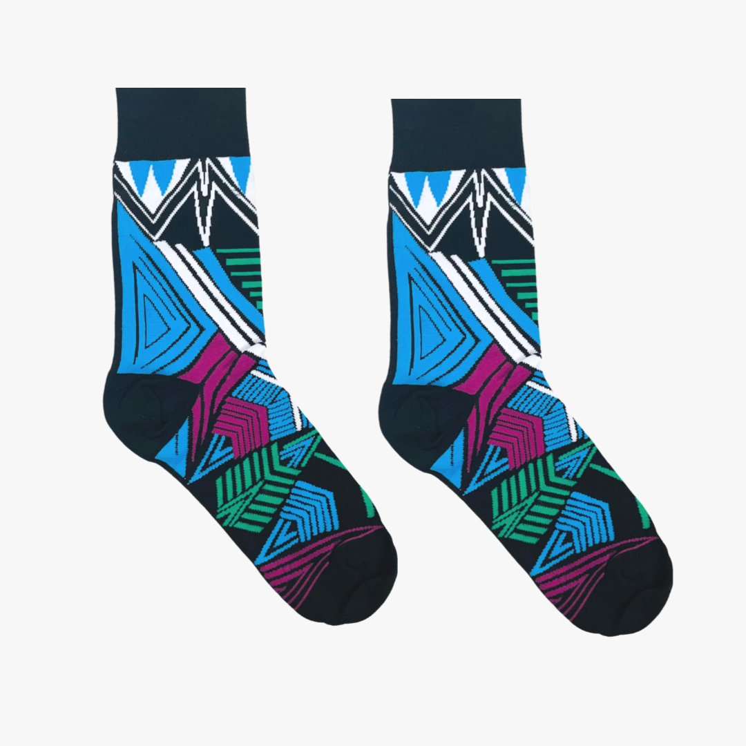Zulu Blue african socks from Afropop Socks