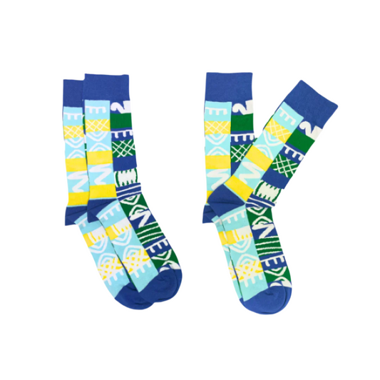 Matching Adinkra Blue Socks for Men and Women