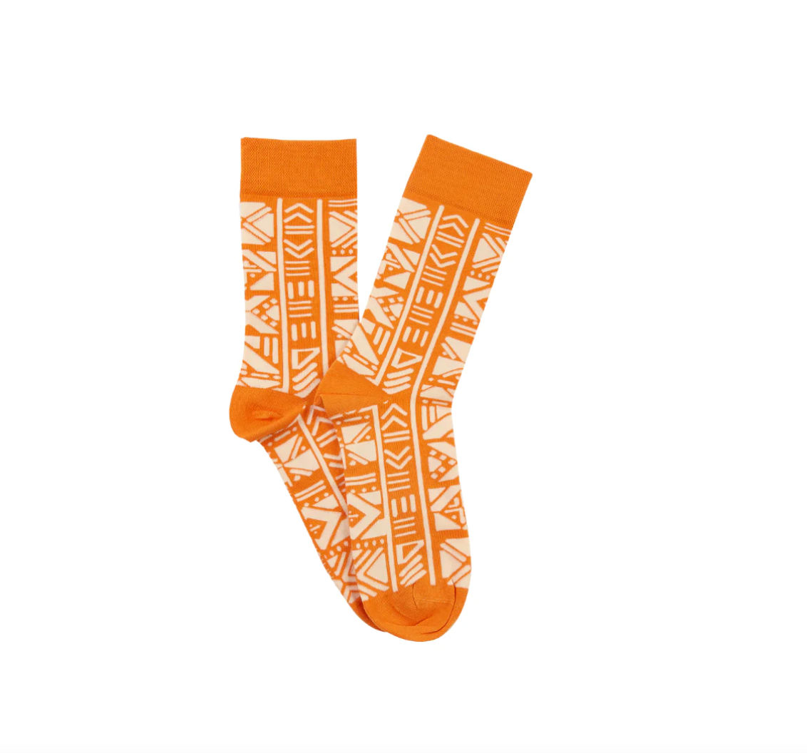 Bogolan Orange Socks