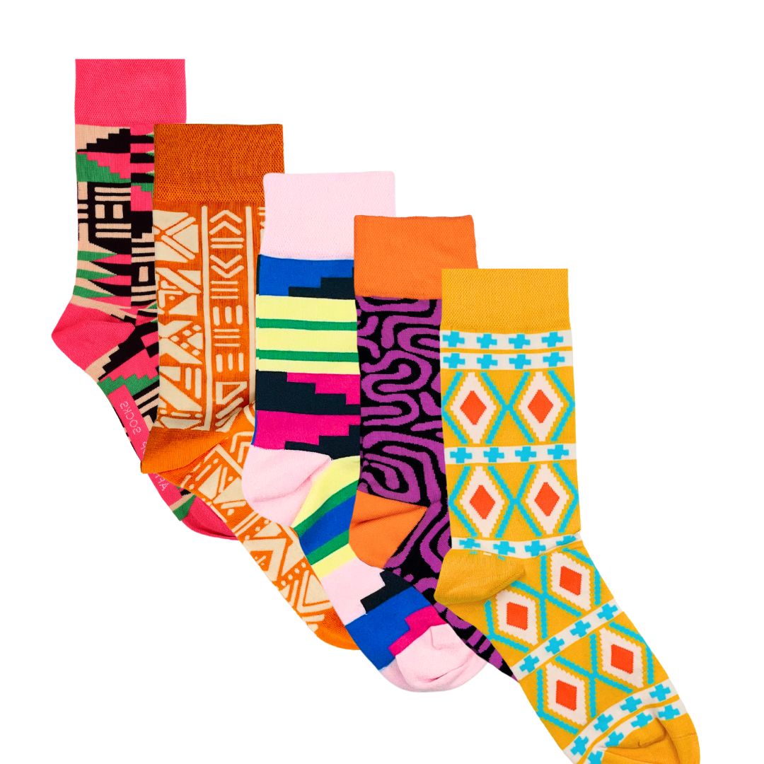 Afropop Socks Queen Collection Box | Bold African-Inspired Design | Kente Adinkra Maasai | Stocked at Tate V&A Smithsonian