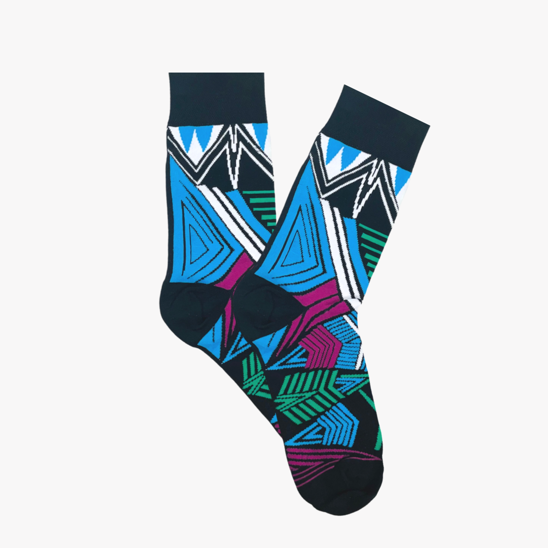 Zulu Blue socks from Afropop Socks, African designs