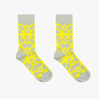 grey and yellow Shaka socks by Afropop Socks