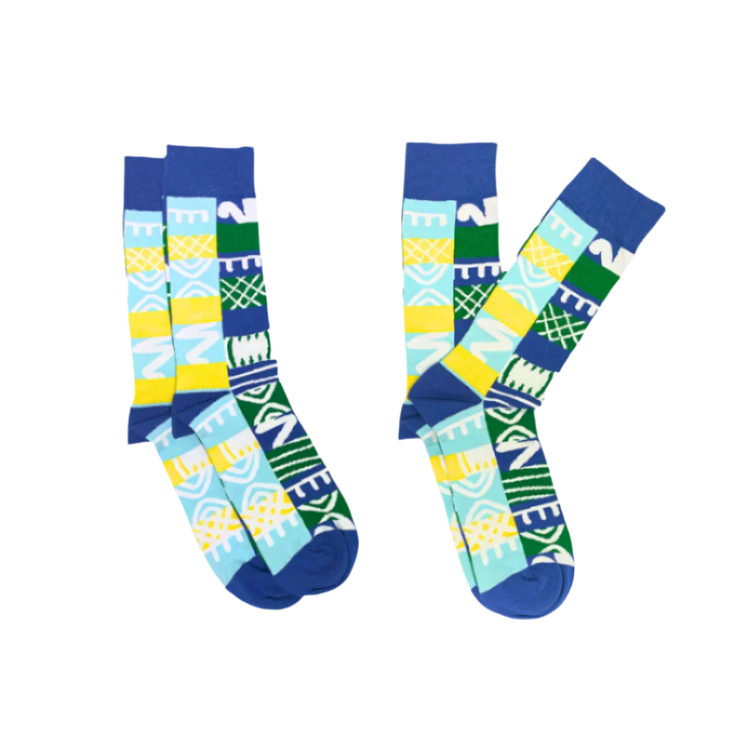 His 'n' Hers Adinkra Blue Socks for Men and Women