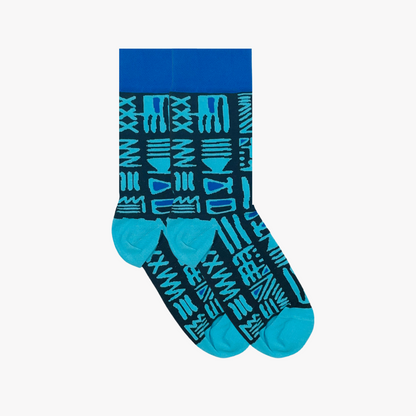 Black and blue Tribal socks by Afropop socks