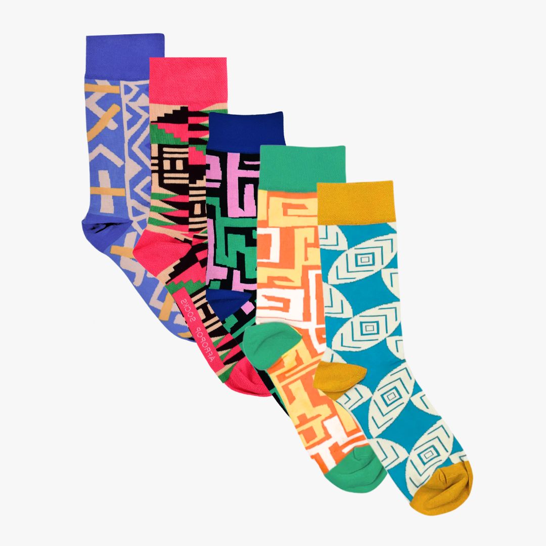Afropop Socks Motherland Gift Set | Bold African-Inspired Design | Kente Adinkra Maasai | Stocked at Tate V&A Smithsonian