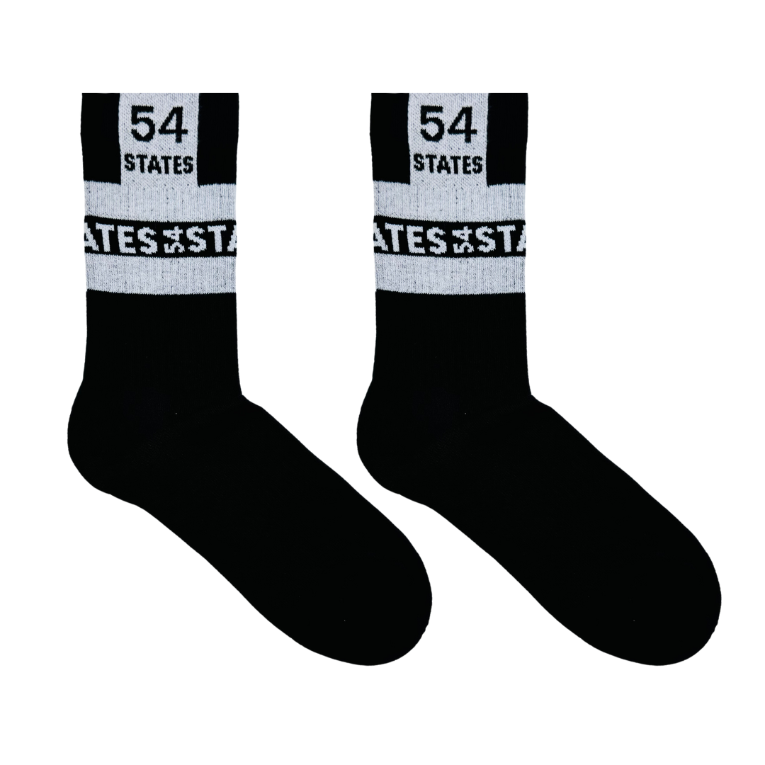 54 States Black Sports Socks