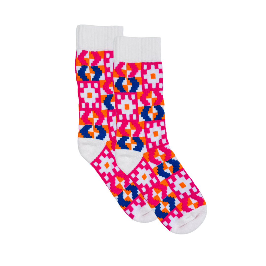 Kente Winter Socks White