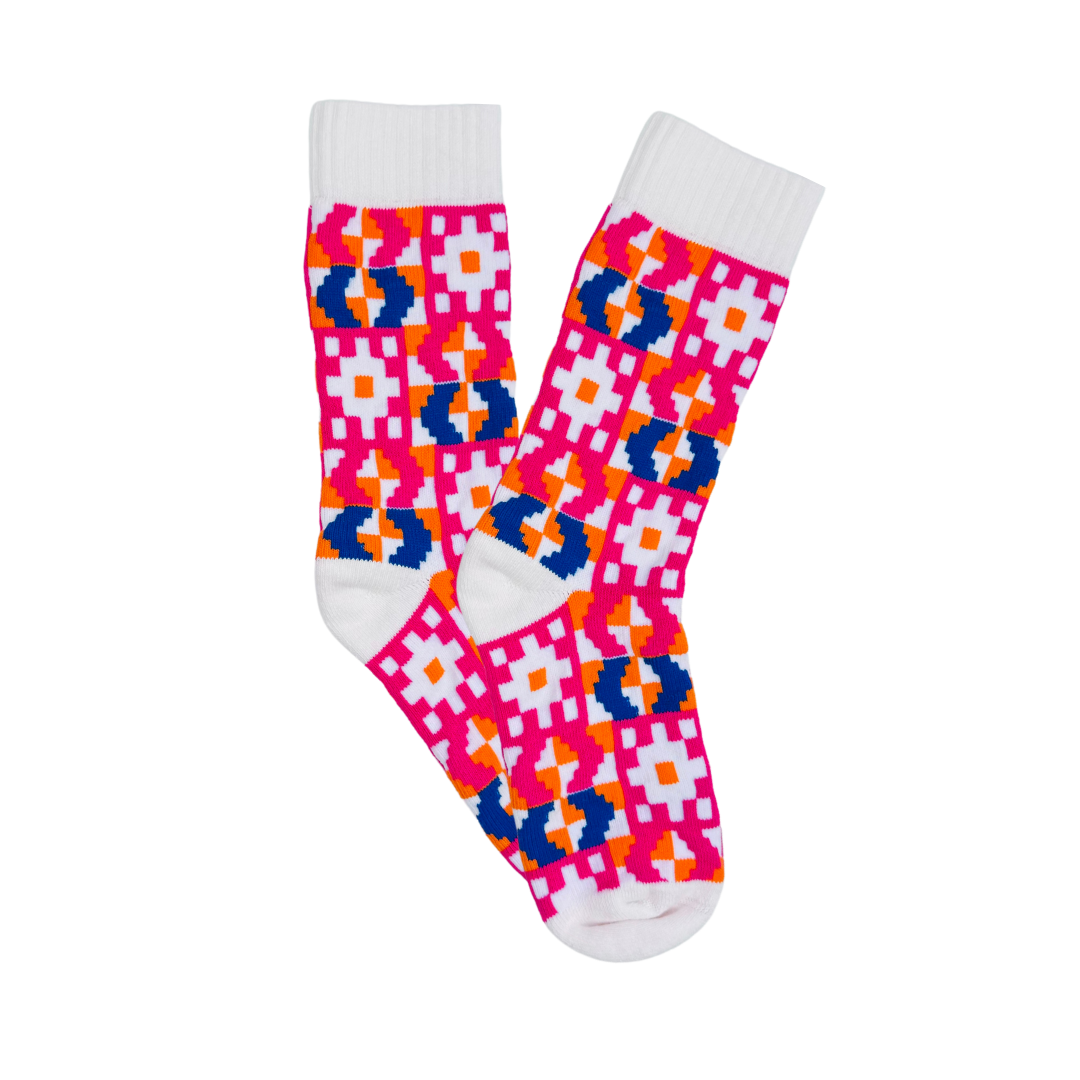 Kente Winter Socks White