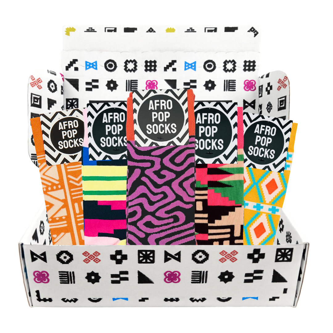 Afropop Socks Queen Collection Box | Bold African-Inspired Design | Kente Adinkra Maasai | Stocked at Tate V&A Smithsonian