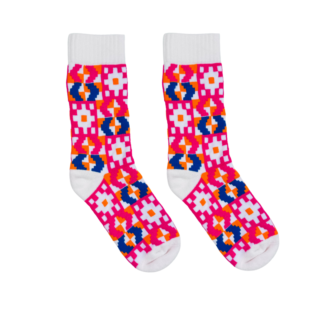 Kente Winter Socks White