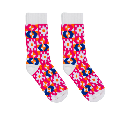 Kente Winter Socks White