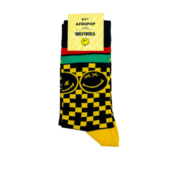 Smiley Kente socks by Afropop Socks