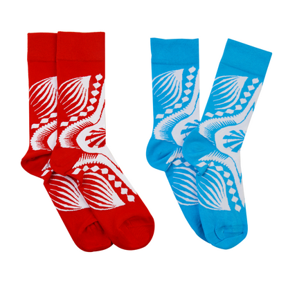 His 'n' Hers Dashiki Socks in Red & Blue for Men and Women